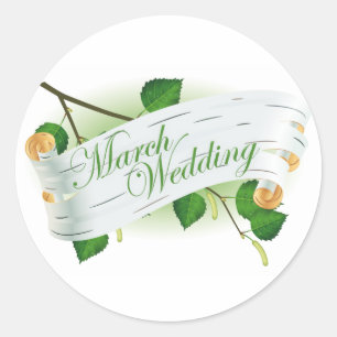 Adesivo Redondo Casamento de março : Folhas da temporada :