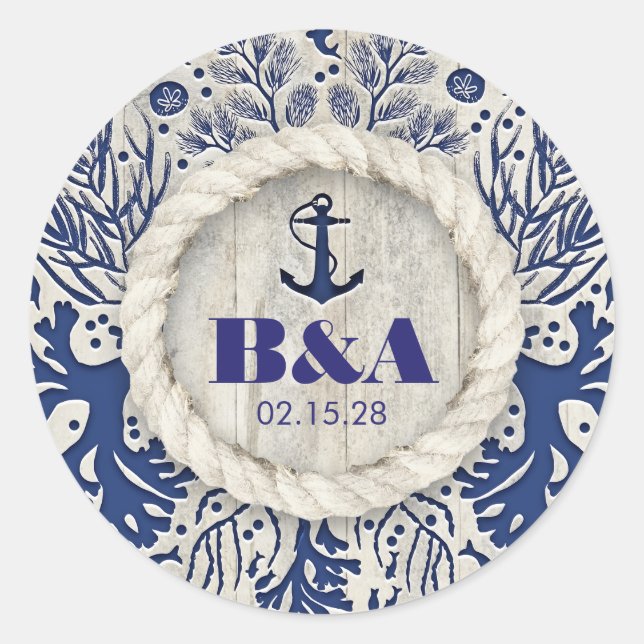 Adesivo Redondo Casamento de marinho de madeiras-arrastantes de pr (Frente)