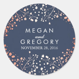 Adesivo Redondo Casamento de marinho e Dourado bebê