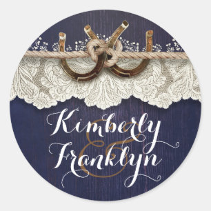 Adesivo Redondo Casamento de Marinhos do País Rustic Lace