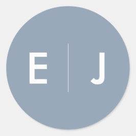 Adesivo Redondo Casamento de Monograma Azul e Branco