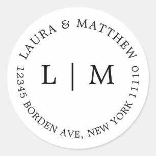 Adesivo Redondo Casamento de Monograma Branco
