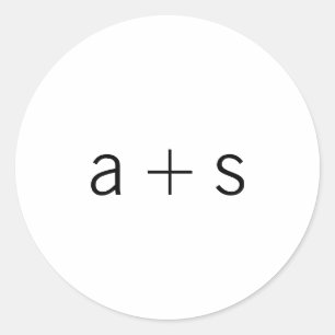 Adesivo Redondo Casamento de Monograma Branco e Preto Minimalista