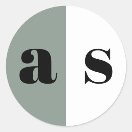 Adesivo Redondo Casamento de monograma de cinzas esverdeadas