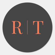 Casamento de Monograma de laranja de cinza