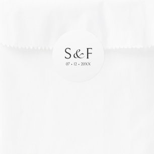 Adesivo Redondo Casamento de Monograma de Script Elegante Mínimo