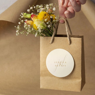 Adesivo Redondo Casamento de Monograma de Script Mínimo Moderno El