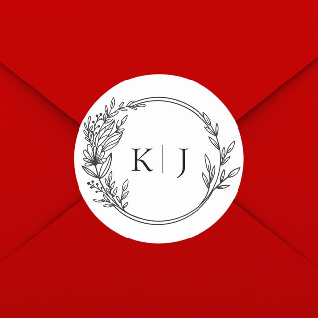 Adesivo Redondo Casamento de Monograma Editável Elegante (Criador carregado)