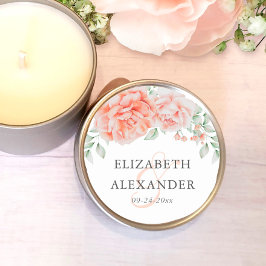 Adesivo Redondo Casamento de Monograma Floral Cor-de-Água Rosa