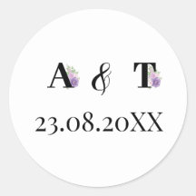 Casamento de Monograma Floral Rosa Roxo