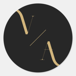 Adesivo Redondo Casamento de Monograma Moderno e Minimalista Elega