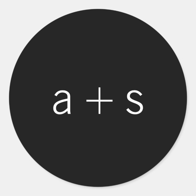 Adesivo Redondo Casamento de Monograma Negro Minimalista (Frente)