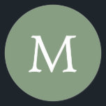 Adesivo Redondo Casamento de Monograma Verde de Cor Sólida Simples<br><div class="desc">Simples mas elegante adesivos de casamento de cor sólida com seu monograma inicial,  em uma fonte branca de serifa sobre um fundo verde de jardim. Essa design básica e simples é perfeita para um estilo minimalista. Estes adesivos quic e na moda fazem selos de excelente.</div>