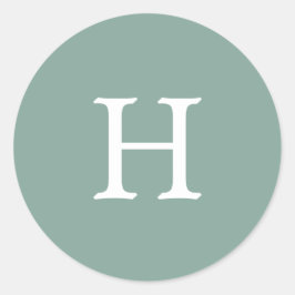 Adesivo Redondo Casamento de Monograma Verde Simples Sage