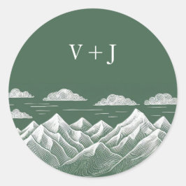 Adesivo Redondo Casamento de Montanha Verde