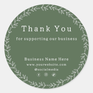 Adesivo Redondo Casamento de Negócios Quimétricos Dark Sage Green