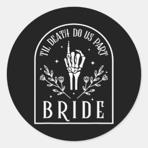 Adesivo Redondo Casamento de Noivado de Halloween Gothic Skeleton