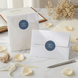 Adesivo Redondo Casamento de Nomes de Casal Serifete Naval Elegant