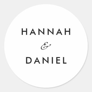 Adesivo Redondo Casamento de Nomes de Cliente Minimalista Simples
