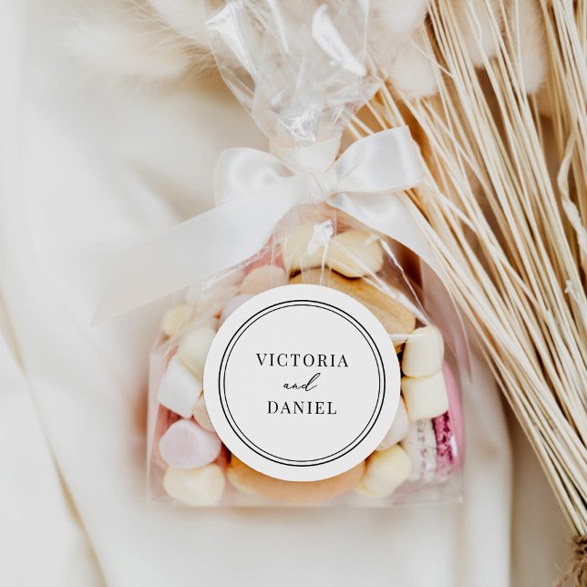 Adesivo Redondo Casamento de Nomes de Noiva Elegante (Criador carregado)