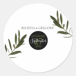 Adesivo Redondo Casamento de Oliveira Greenery