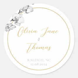 Adesivo Redondo Casamento de Orquídeas Douradas Brancas Negras Sim