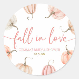 Adesivo Redondo Casamento de Outono com Abóbora Rosa