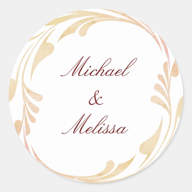 Adesivo Redondo Casamento de Outono Enrolado (Frente)