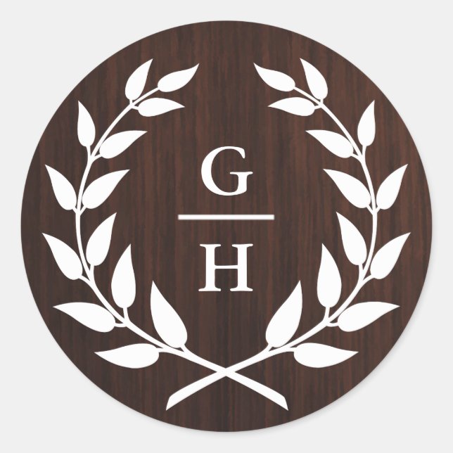 Adesivo Redondo Casamento de Padrão de Madeira Rústica com Solo La (Frente)