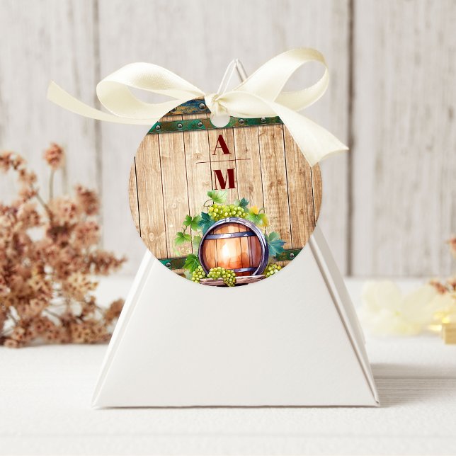 Adesivo Redondo Casamento de Paisagem de Vinha com Aquarela Modern (Criador carregado)