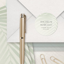 Adesivo Redondo Casamento de Palm Tree Beach