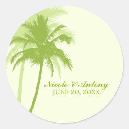 Adesivo Redondo Casamento de Palm Trees