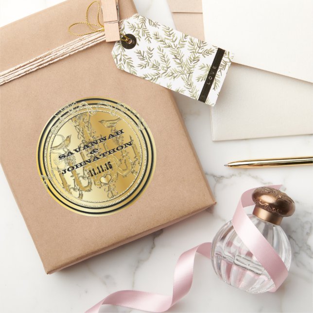 Adesivo Redondo Casamento de Pássaros com Chandelier Chandelier, D (Presentear)