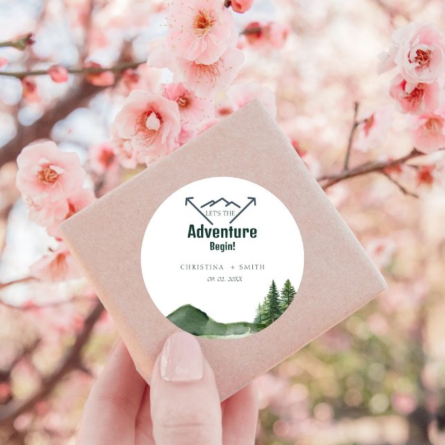 Adesivo Redondo Casamento de Pinheiros da Floresta Russa da Flores (Criador carregado)