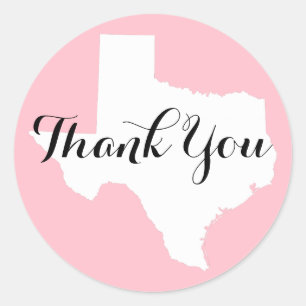 Adesivo Redondo Casamento de Pink White e Black Texas Obrigado