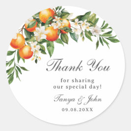 Adesivo Redondo Casamento de Pomada de Laranja de Frutas de Citrin