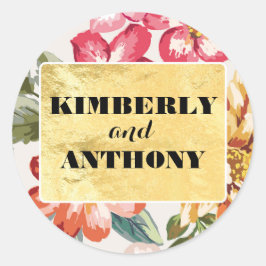 Adesivo Redondo casamento de praça tropical floral