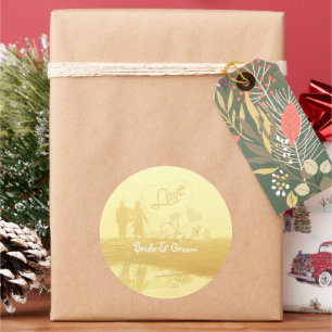 Adesivo Redondo Casamento de Praia Amarela