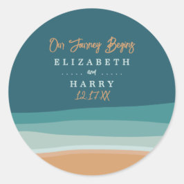 Adesivo Redondo Casamento de Praia de abstrato Ocean