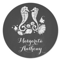 Casamento de Praia de Cavalos de Chalkboard