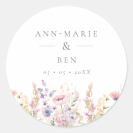 Adesivo Redondo Casamento de primavera Lilac Wildflower