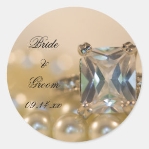 Adesivo Redondo Casamento de Princesa Diamond Ring e Pérolas Branc