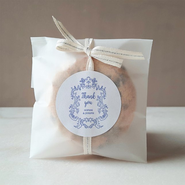 Adesivo Redondo Casamento de Quadro Barroco Real Azul e Branco (Criador carregado)