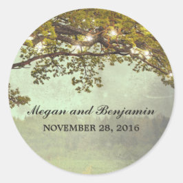 Adesivo Redondo Casamento de Ramos de Árvore Rustic