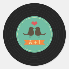 Adesivo Redondo Casamento de Registro de Vinil Retro Moderno