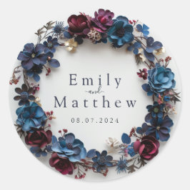 Adesivo Redondo Casamento de Romance em Profundo Woodland