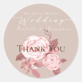 Adesivo Redondo Casamento de Rosa Chic Elegante