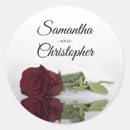 Adesivo Redondo Casamento de Rosa de Borgonha Espelhada Elegante