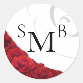 Adesivo Redondo Casamento de Rosa vermelha florescente