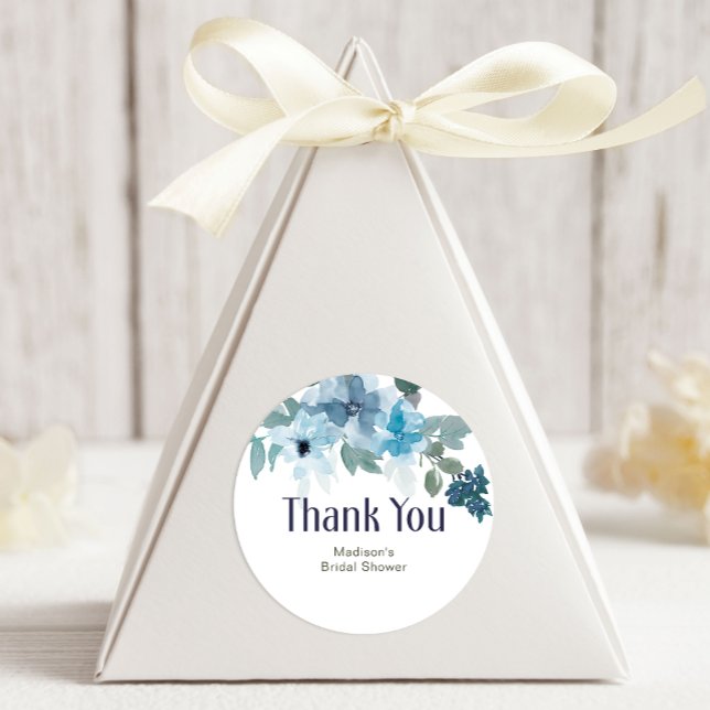 Adesivo Redondo Casamento de Rosas Azuis Pastel Modern (Criador carregado)